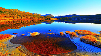 Lake Blue, bleu, terre, lac, jaune HD wallpaper