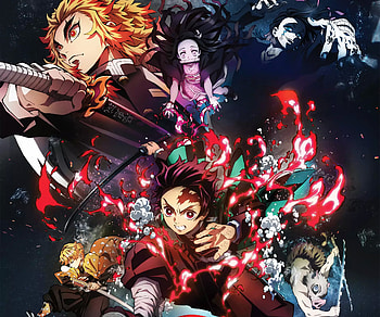 Demon Slayer: Mugen Train, Kyojuro Rengoku, Nezuko Kamado, Tanjiro Kamado HD wallpaper