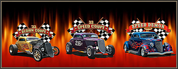 The American Triple Crown, hot rods, flames, cars, speed coupe, blown coupe, flags, speed demon HD wallpaper