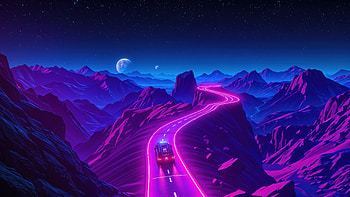 Retrowave Mountain Drive, retrowave, artist, artwork, art, digital-art, ai, deviantart HD wallpaper