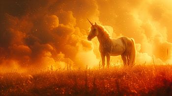 Majestic Unicorn - Enchanted Sunset, unicorn HD wallpaper