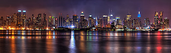 Night Skyline, High-rise buildings, City night lights, Panoramic graphy HD wallpaper