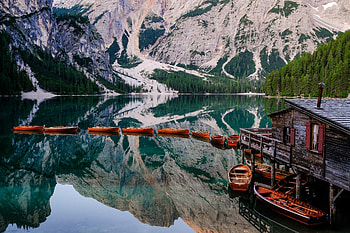 Landscape, Nature, Mountains, Boats, Lake, Pier HD wallpaper