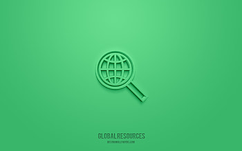 Global Resources 3d icon, green background, 3d symbols, Global Resources, Ecology icons, 3d icons, Global Resources sign, Ecology 3d icons HD wallpaper