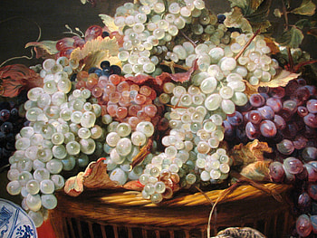 Grapes Still Life, blue, wooden, table, white, grapes, stilllife, purple, pink, abstract, fruit HD wallpaper