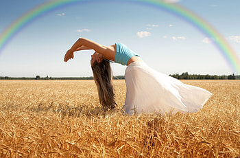 Girl Leaning Back Field , girls, model, field HD wallpaper