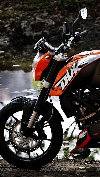 Duke Bike, River Background HD phone wallpaper