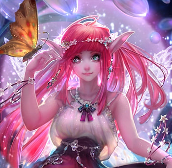 Sweet Pink Fairy, an, sparkles, long hair, faery, dress, lady, abstract, butterfly, fantasy woman, female, wings, sweet, white, beautiful, pink hair, woman, purple, jewerly, fairy, pink, fantasy, pretty, light, fairy wings, lovely HD wallpaper