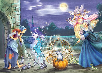 Cinderella, zorina baldescu, art, fantasy, pumpkin, fairygodmother, girl HD wallpaper