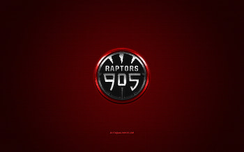 Raptors 905, Canadian basketball club, gray logo, red carbon fiber background, NBA G League, basketball Canada, USA, Raptors 905 logo HD wallpaper
