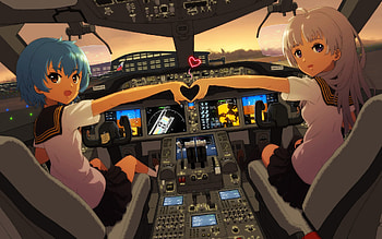 Aircraft Anime Girls Cockpit HD wallpaper