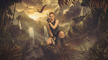 Sophie Turner Suited Up As Lara Croft, sophie-turner, lara-croft, tv-series, amazon-prime-video, artwork, art, digital-art, tv-shows HD wallpaper