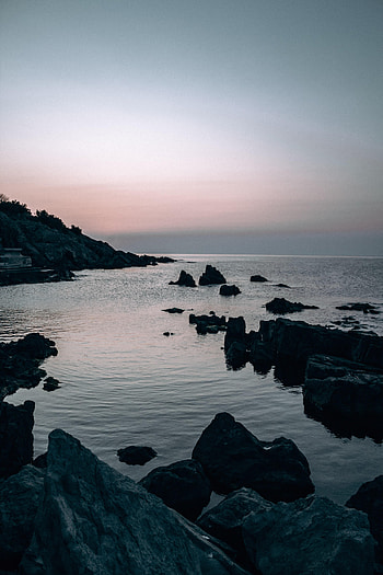 Nature, Stones, Sea, Twilight, Rocks, Dusk, Evening HD phone wallpaper
