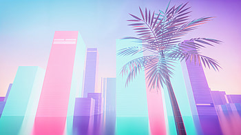 Vaporwave City — Neon Palm Skyline, Palm Tree, City Skyline, Skyscraper HD wallpaper