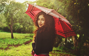 Red Umbrella, umbrella, women, girl, Redhead HD wallpaper
