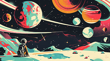 Astronaut Contemplation in Vibrant Space -, space, astronaut, spacesuit HD wallpaper