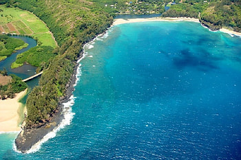 Aerial view of Wainiha Beach, water, ocean, land, beach HD wallpaper