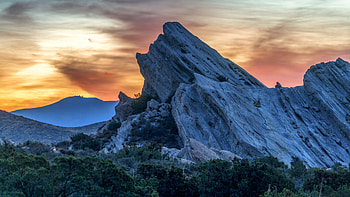 Nature, Trees, Sunset, Rock, Stone HD wallpaper