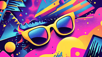 Vibrant 80s Retro Sunglasses - Ultra, sunglasses, colorful, Abstract, Digital Art HD wallpaper