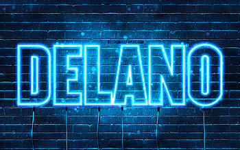 Delano, , with names, Delano name, blue neon lights, Delano Birtay, Happy Birtay Delano, popular italian male names, with Delano name HD wallpaper