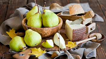 Vibrant pears, Natural beauty, Savory sweetness, Crisp texture HD wallpaper