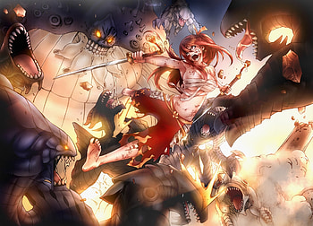 Bandages fighting, Sword violence, Fairy Tail, Erza Scarlet HD wallpaper