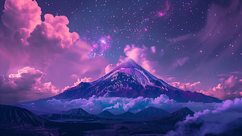 Majestic Volcano Under Starry Sky, volcano HD wallpaper