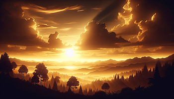 Golden Hour Majesty, Golden Hour, landscape, mountain, tree HD wallpaper