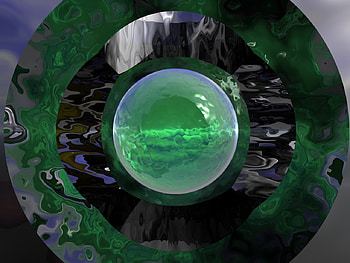 Core of Green, blue, surounded, globe, ball HD wallpaper