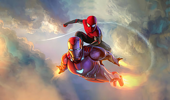 Iron Man Spider Man Come Together, iron-man, spiderman, superheroes, artist HD wallpaper