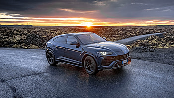 Dark, Grey, Lamborghini, Urus, Car, Sunset, Nature, Background 2 Cars HD wallpaper