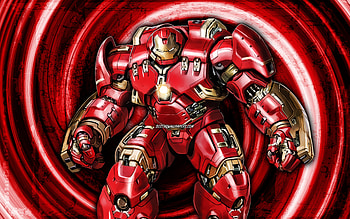 Hulkbuster, red grunge background, superheroes, Marvel Comics, vortex, The Hulkbusters, Hulkbuster HD wallpaper