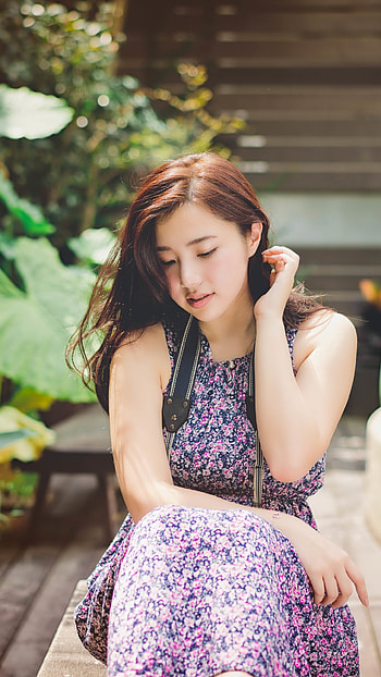 model, asian, Taiwanese, garden, dress, woman HD phone wallpaper