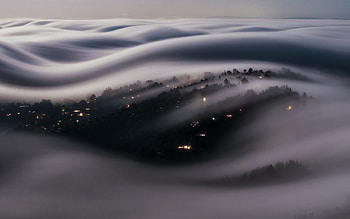Morning Fog, nature, fog, morning, town HD wallpaper