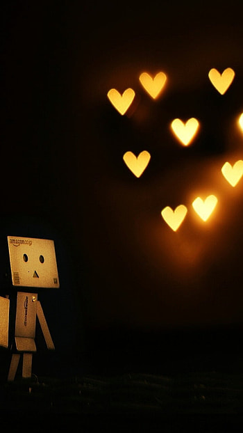 Simple, Wooden robot, wooden, robot, heart lights HD phone wallpaper