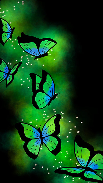 Butterflies, green, liquid HD phone wallpaper