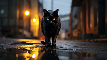 Majestic Black Cat, Black Cat, Animal, cat HD wallpaper