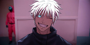 Satoru Gojo Meets Squid Game: Epic Jujutsu Kaisen, Anime, Jujutsu Kaisen, Satoru Gojo, Squid Game HD wallpaper