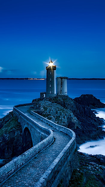 France lighthouse, Ocean landmark, Sony Xperia, Premium HD phone wallpaper