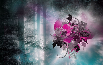 Abstract, Flowers, Grass, Leaves, Forest, Heart, Mood HD wallpaper