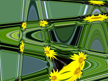 Flight of the yellow flowers, fantasy, daisy, flower, flight, flying, whimsical HD wallpaper