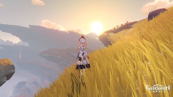 Barabra, nature, sunset, golden, Barbara (Genshin Impact), video game, Genshin Impact HD wallpaper