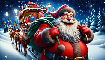 Santa Claus with Reindeer Sleigh, Santa Claus, reindeer, Christmas, gift, winter HD wallpaper