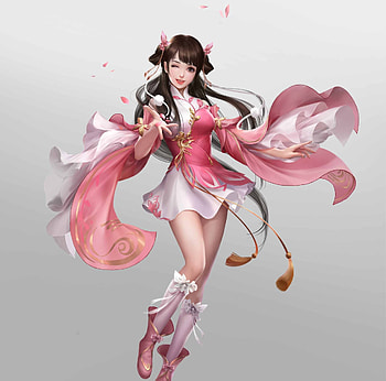 Fantasy girl, white, pink, girl, fantasy, cheng huang, cute HD wallpaper