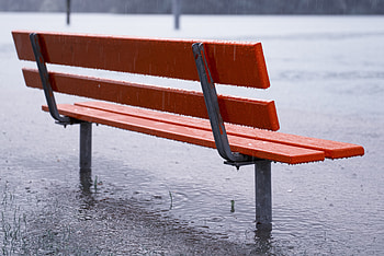 Rain, Miscellanea, Miscellaneous, Bench, Shower, Downpour, Puddles HD wallpaper