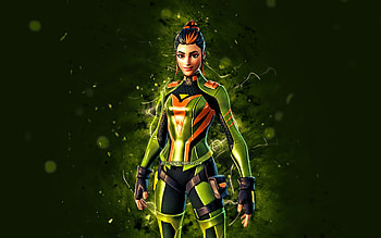 Singularity Rex, , green neon lights, Fortnite Battle Royale, Fortnite characters, Singularity Rex Skin, Fortnite, Singularity Rex Fortnite HD wallpaper