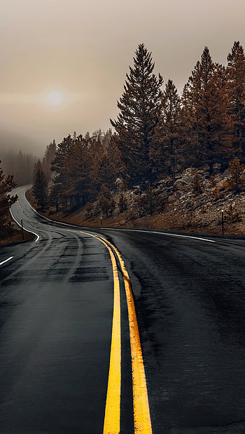 Highway in autumn , Ultra HD phone wallpaper