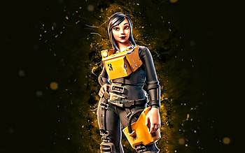 Machinist Mina, , yellow neon lights, Fortnite Battle Royale, Fortnite characters, Machinist Mina Skin, Fortnite, Machinist Mina Fortnite HD wallpaper