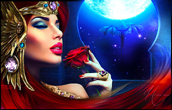 Guardian of the Watchtower, rose, digital, fantasy, pretty, art, beautiful, girl, woman HD wallpaper