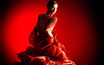 Woman in Red, style, red dress, graphy, make up HD wallpaper